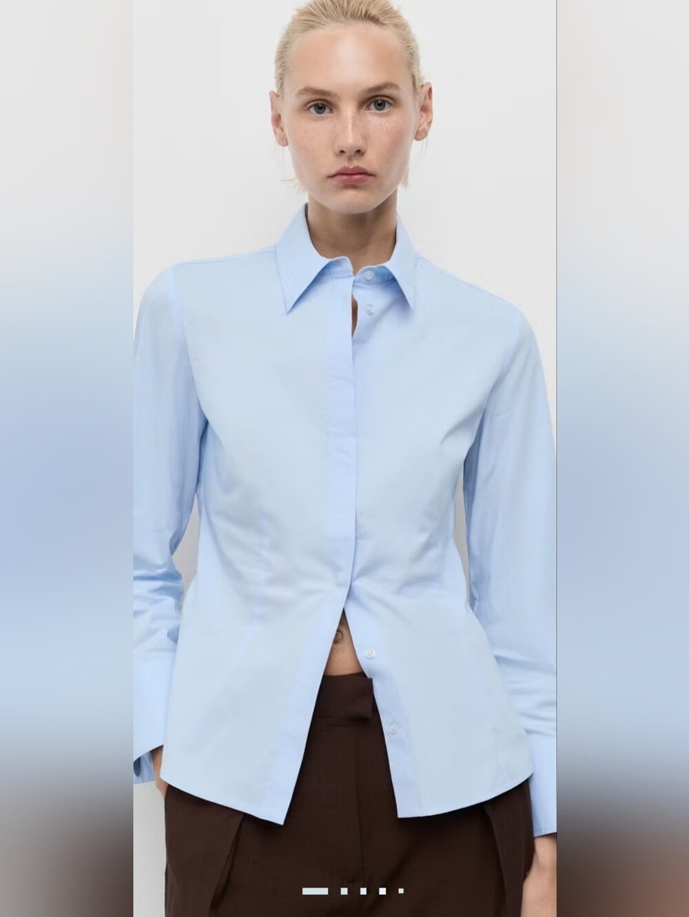 Mango SEALED! NWT! The Slim-Fit Poplin Button Shirt in Sky Blue. Sz Md. R2S!